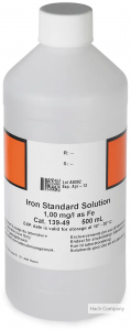 水中鐵標準品 Iron Standard Solution, 1 mg/L as Fe (NIST), 500 mL